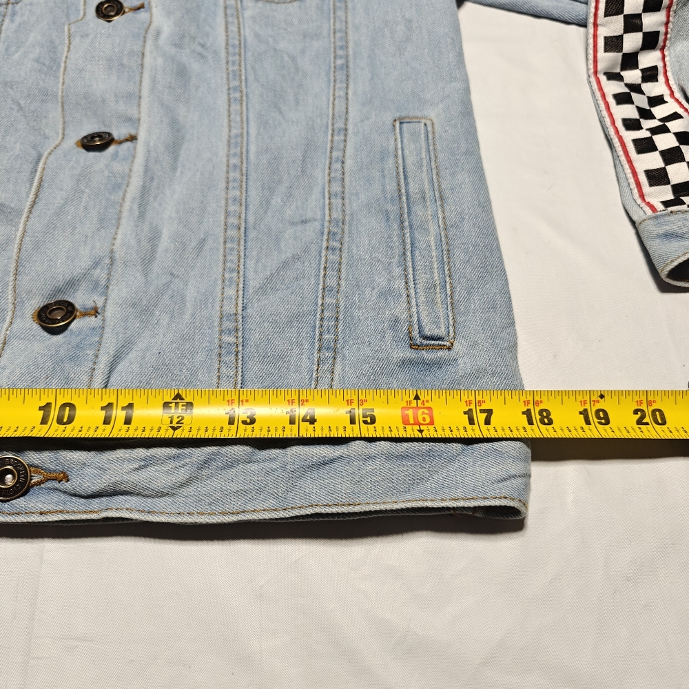 Brooklyn Cloth Denim Jacket Women’s Small Blue Checkered Skater Y2K Grunge - Picture 7 of 14